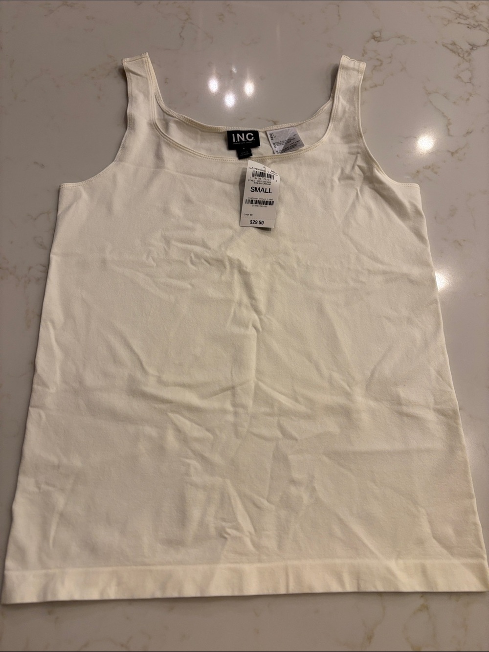 INC International Concepts Cream Scoop Neck Tank Top